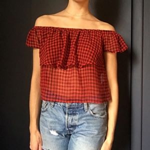 Vintage GUESS sheer gingham  top